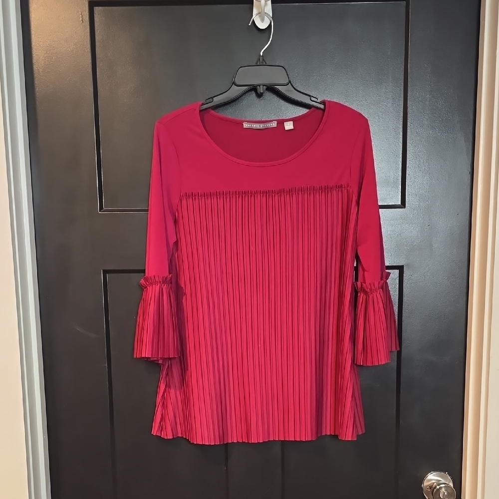 Valerie Stevens Red Pleated Blouse